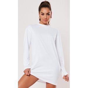 Missguided White Long Sleeve T-Shirt Dress